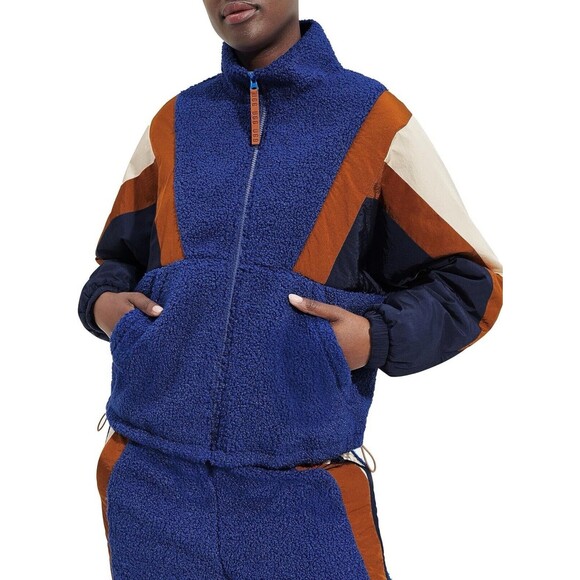 UGG Women's Kieren Uggfluff Nylon Colorblock  Blue Jacket Coat Bomber X-Large - Picture 2 of 14